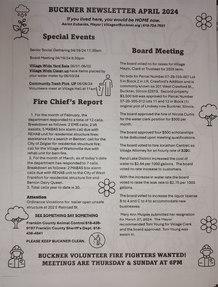 Buckner Illinois Newsletter Village of Buckner